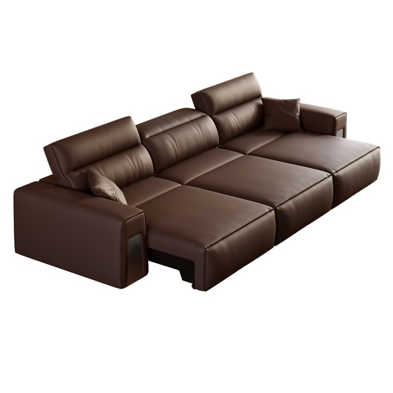 电动沙发床202新款功能可伸缩调节变床两用客厅牛皮直排沙发