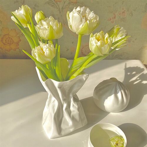 高级感奶油风不规则民宿花瓶陶瓷客厅桌面插花水养装饰摆件样板间