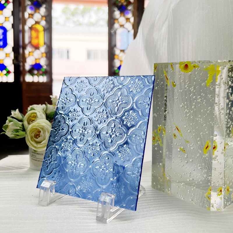 彩色复古海棠花玻璃隔断屏风定制海棠花纹满洲窗玻璃老式琉璃教堂