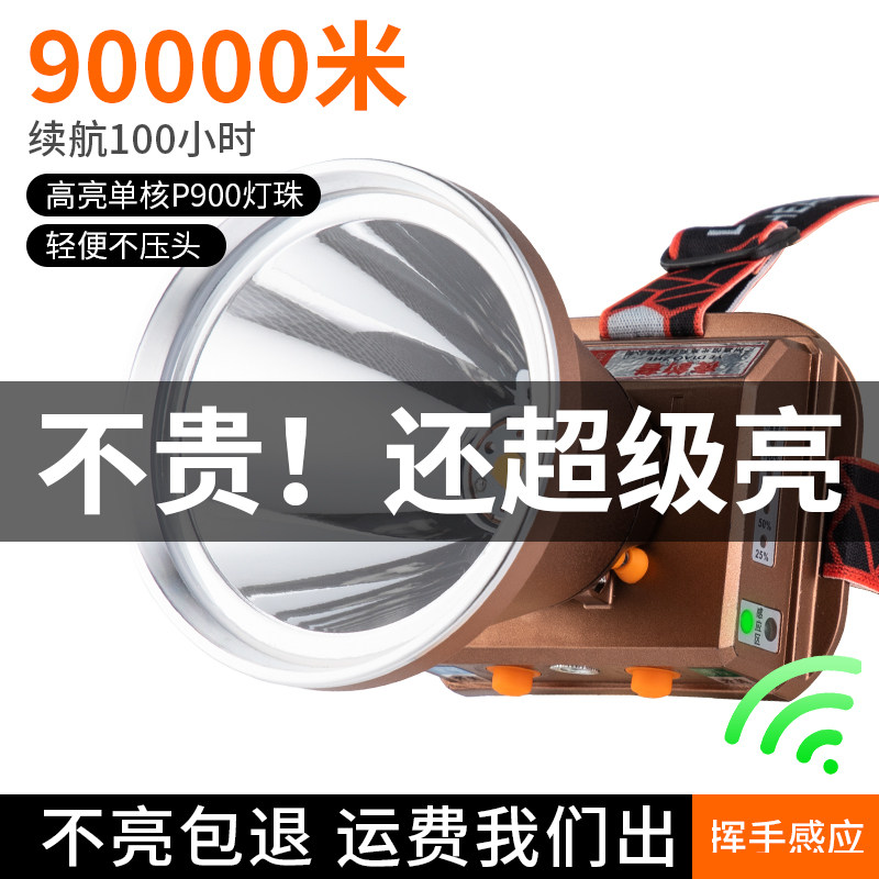 头灯强光充电超亮头戴式电筒疝气超长续航感应钓鱼LED进口激光炮
