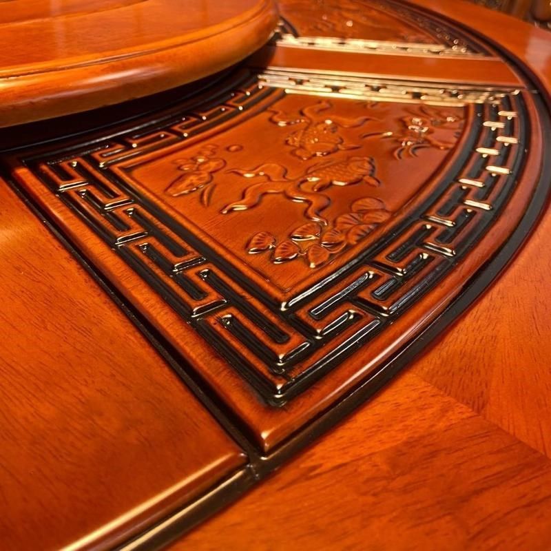 中式大圆桌家用全实木圆形餐桌椅组合仿古雕花转盘红木色酒店饭桌,商业/办公家具,食堂餐桌椅,淘宝优惠券,粉丝福利购,淘宝优惠卷