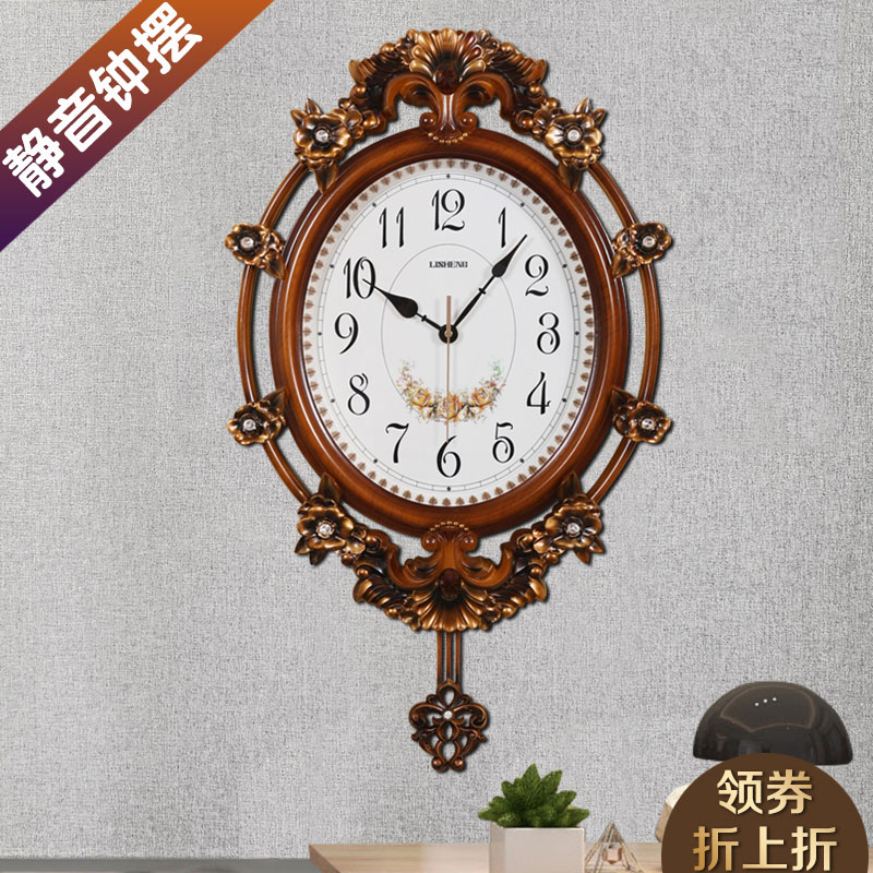 丽盛欧式装饰壁挂钟客厅创意时钟表卧室静音挂表时尚石英钟艺术钟