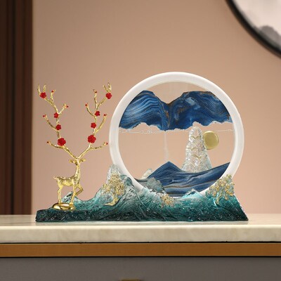 招财麋鹿流沙画摆件家居客厅酒柜装饰玄关电视柜新房乔迁新居礼品