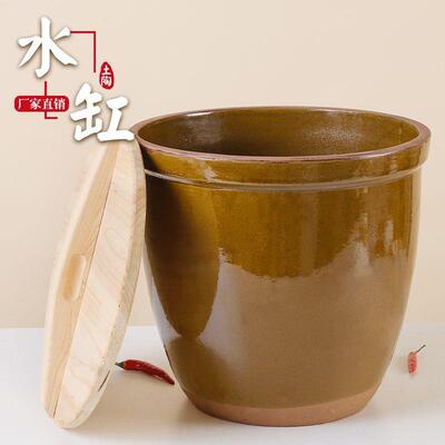 潮米缸REL桶陶家用带盖米老式防虫防密瓷封厨房水缸土陶缸储酱缸