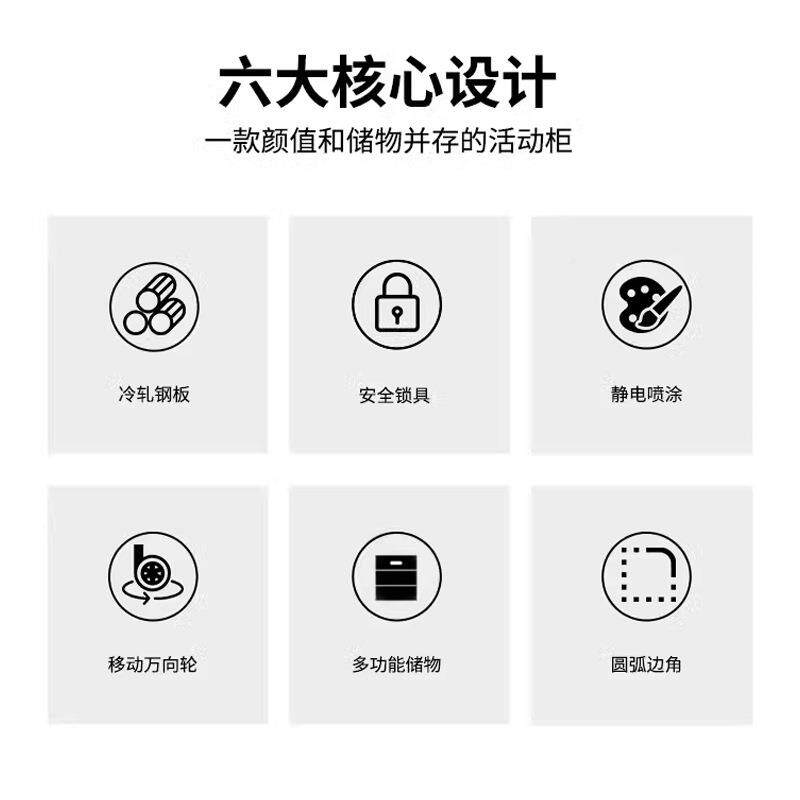 铁皮文件柜桌物下文件柜矮办公室储柜SY-MS019锁抽屉柜带可移动柜