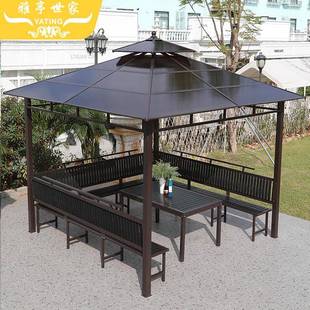户四角凉亭P阳C光板柱亭遮阳YKF外棚四室外庭院花园楼顶简易小亭