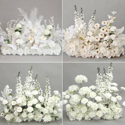 新婚庆白色地排地排仿花假白色花排真花婚礼花舞台背景布款置装饰