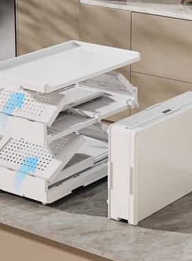 沥2家5年碗新款碗柜用厨房可折叠75602带盖开放式筷水收纳架置物