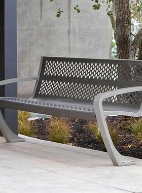 园公庭椅户外长椅防腐木创意公园室外不锈钢公背园椅子靠院双人户