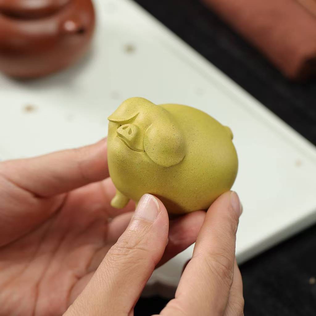 宜兴原矿紫砂猪茶宠名家作可爱