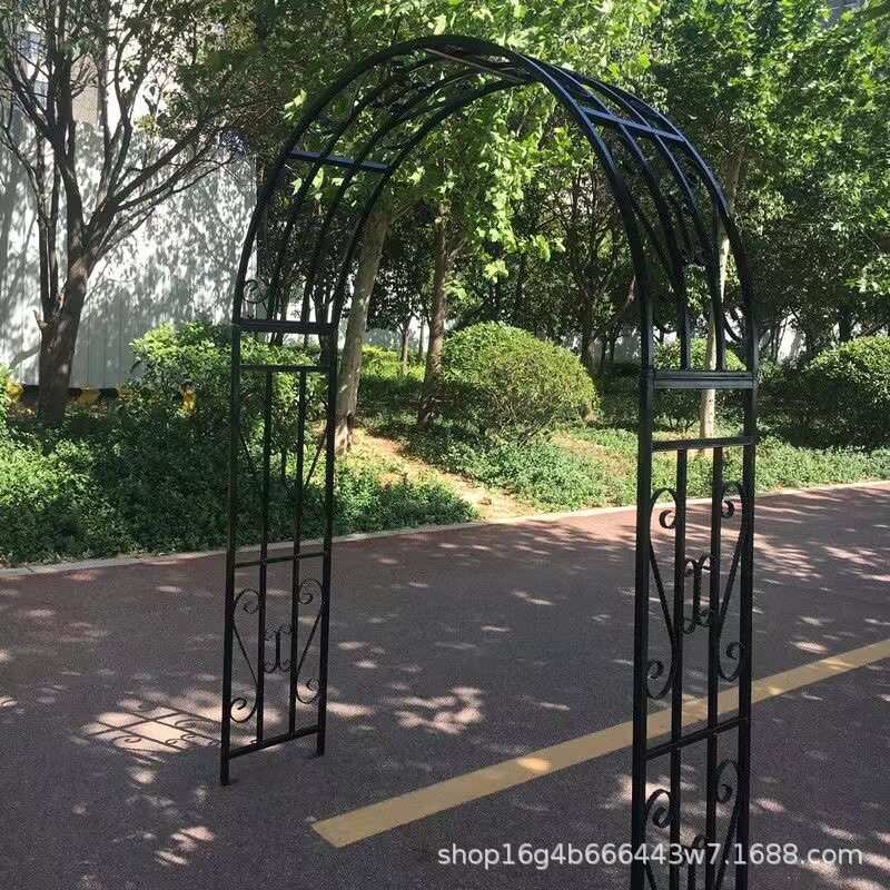 欧式铁艺拱门花架带门庭院爬藤