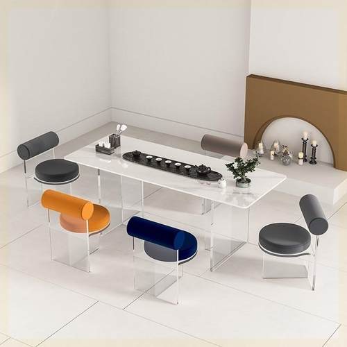 公9U亚克力悬浮茶用桌椅组ODR合岩板阳台简约大轻奢气办室家台组