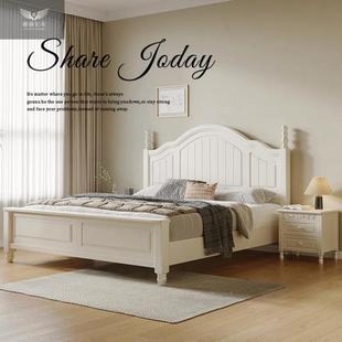 家用双人床卧现主卧实木床美式 床1.8JIV代简主约次室卧1.5公白色