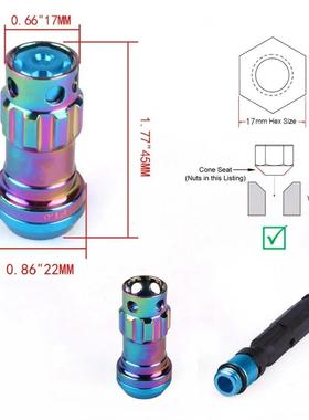 汽车改装车NuR40轮螺母铬钛55合金防盗螺母锁具M12x1./1.220pcs