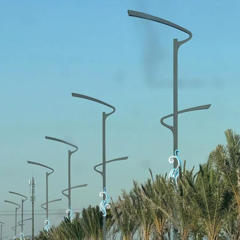 L区ED路双头UMQ灯6/7/8/9米太阳电能市高低臂高杆灯小户外双臂路