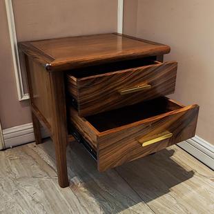 高端别墅乌金木全实新木床床头柜现柜97791代中式乌金木边柜轻奢