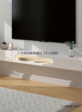 悬空实木电18199视柜小户型茶几厅组合客挂电视白色悬浮柜收壁纳