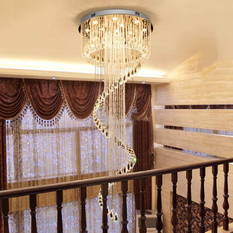 梯吊灯复式楼转旋别墅复式客厅中楼梯楼长现代XY2012灯简约水晶吊