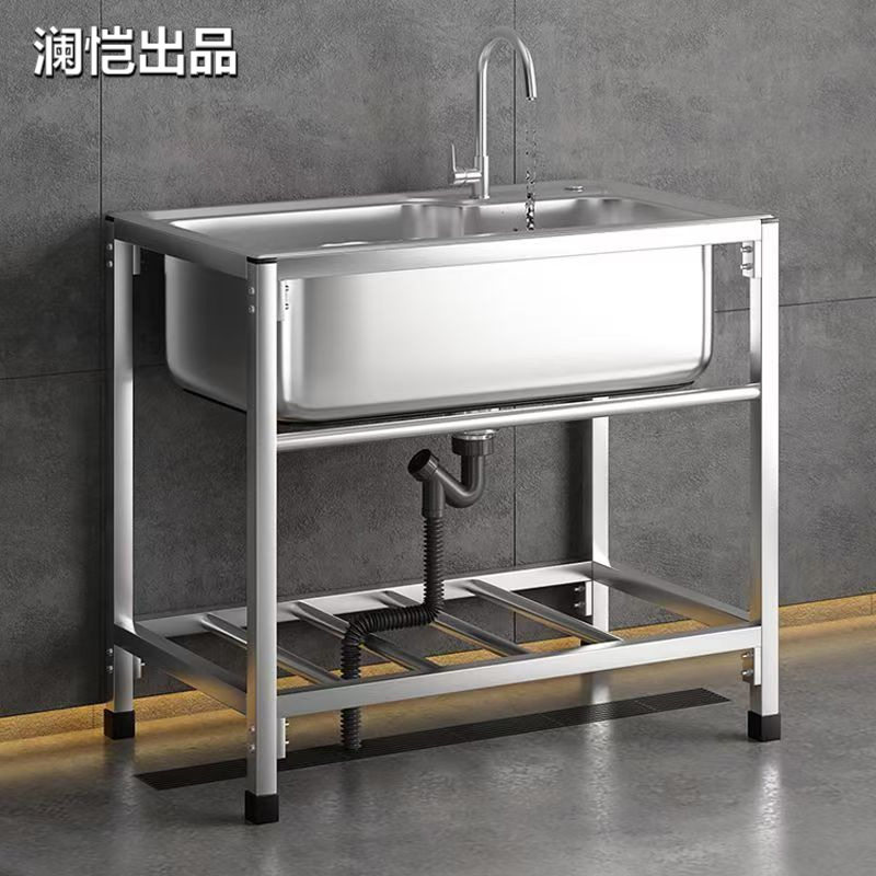 厨房加厚简易不锈钢落地水槽单槽水盆支架洗菜架子洗碗池洗碗家用