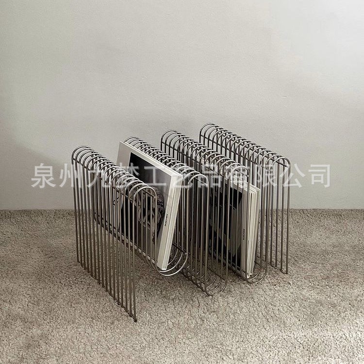 金属线条茶几客厅装饰收纳书架落地杂志架置物架小桌子沙发边几