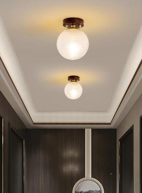 新式吸中顶17822灯黑胡桃实木入户玄关廊阳台灯道饰简约个性led走