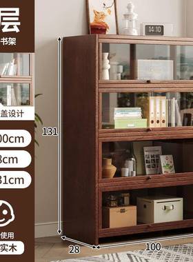 实木架书置架客厅落地玻璃门新式柜储物物柜BQT家中用防尘收纳书