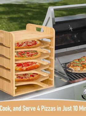 竹制板披萨盘厨房烘焙点心托盘带手柄抽式托SZI置物架实拉木上菜