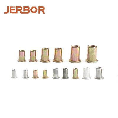 厂家直销900pcs镀彩锌平滚铆螺头母套装彩色竖976纹拉铆母螺组花