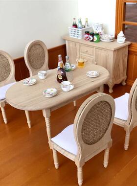 1ITJ:12迷娃娃屋餐厅一桌四椅子摆DOLL桌HOUSE厨房件仿真餐你椅