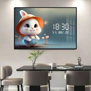 可爱萌兔数显时钟箱装饰免打孔钟表电闸表箱画遮76131挡电餐厅画