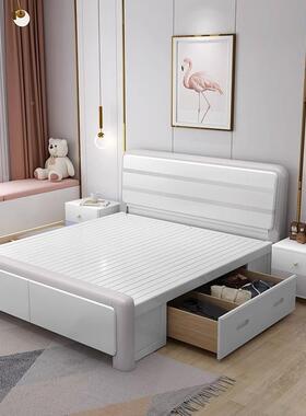 现代.简白色烤漆MVL实木床橡木.单人约双人床.米米大.床