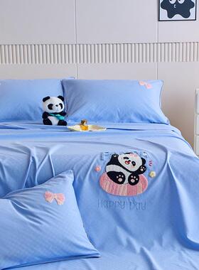 卡通全棉老粗布生毛绣巾床单枕NQZ套单双人学宿舍花纯棉加厚提单