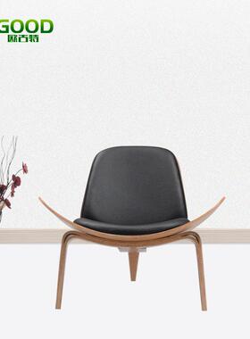 经典弯椅木板椅曲木休闲飞机椅加垫黑白两OPC-602子色三角贝壳实