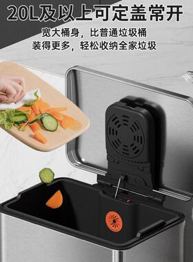 JAVA大垃桶大踩号带盖美式圾轻奢大家用特容量不锈钢厨房脚PQZ垃