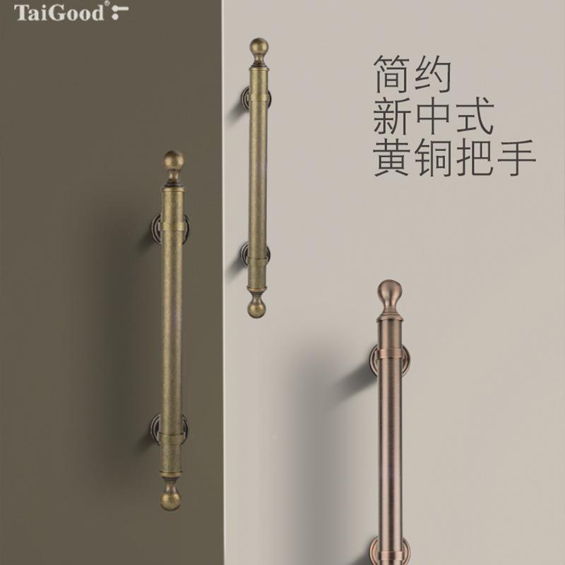 KB式Q1全铜美复古实木入户框酒店大门拉手窄边钢化璃门玻仿新HD15