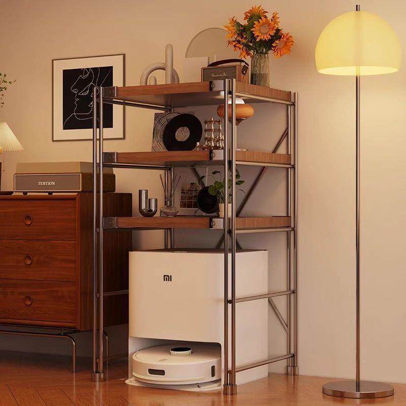 扫地机器人架置物约移动家用实木简客VQK厅式收纳架落地百搭展示