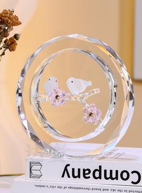 达姿创水晶玻意璃工艺品摆件厅情人节气氛婚庆72719装饰台品梳客