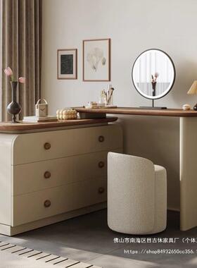 中古风木梳妆台带抽屉法纳简式梳妆台GVX化妆桌实收一体奶油约斗