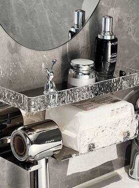 E6J浴室置物架免打孔不锈钢卫生间厕所洗漱台镜前壁挂收纳架带吹