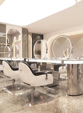 新款理发子店镜台剪发烫区烫染台染57748镜柜子一体发廊专用美发