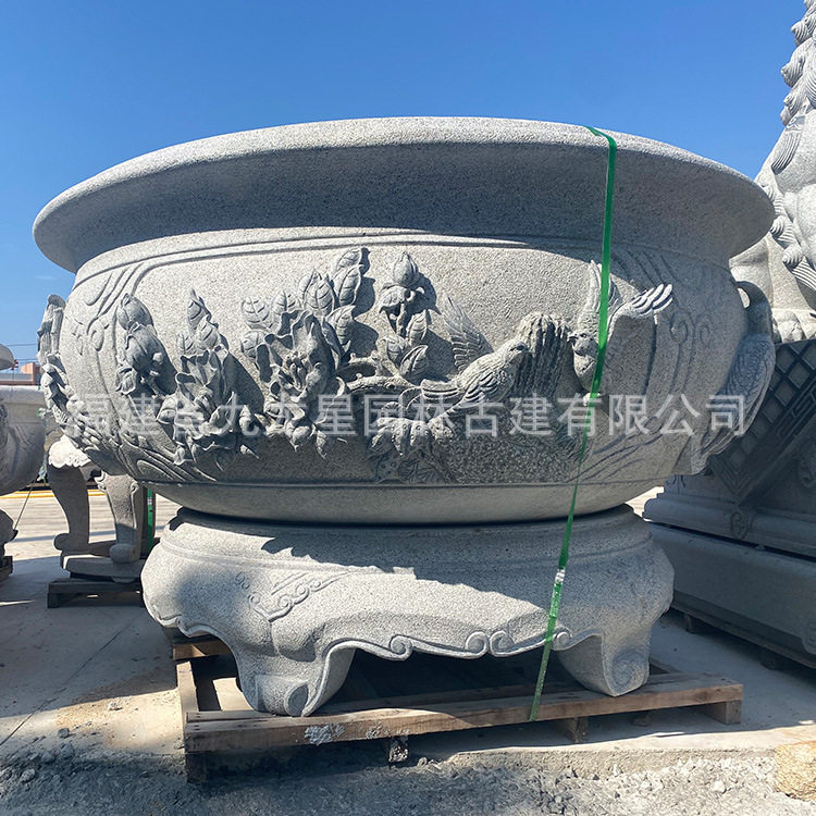 惠安石雕仿古青石庭院装饰水缸