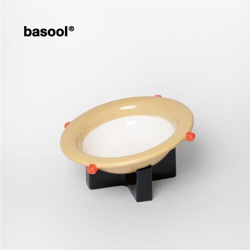 basool 酸奶碗 高脚早餐盘高级沙拉碗 带斜度加厚一体陶瓷 宠物碗