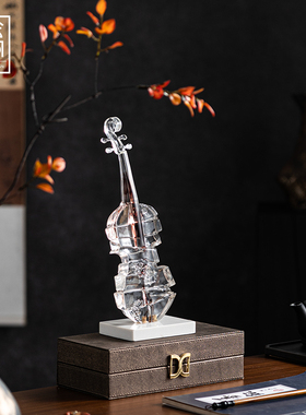 透明树脂小提琴摆件客厅玄关电视柜办公室酒吧创意装饰品乔迁礼品
