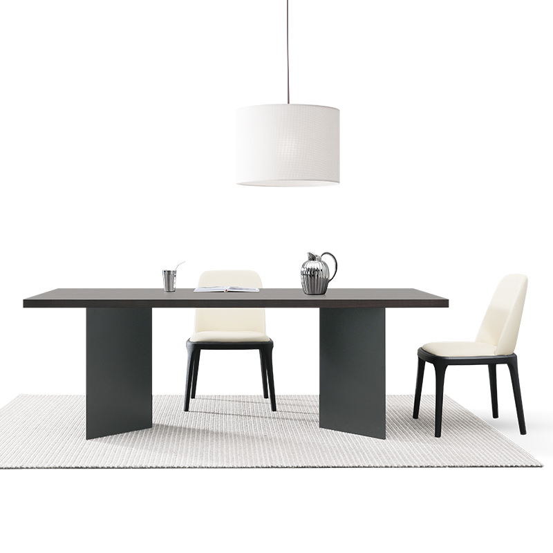 意式极简设计师餐桌椅家用大小户型客厅书桌一体长方形饭桌子定制
