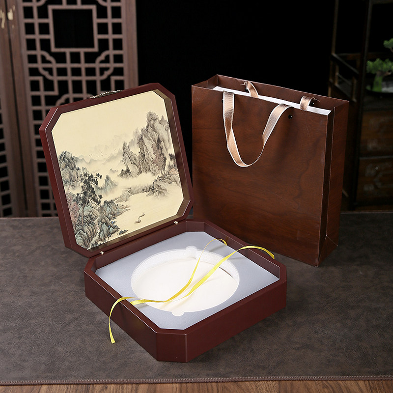 复古中式高档357克200克空礼盒福鼎白茶饼空盒普洱茶饼包装盒木盒