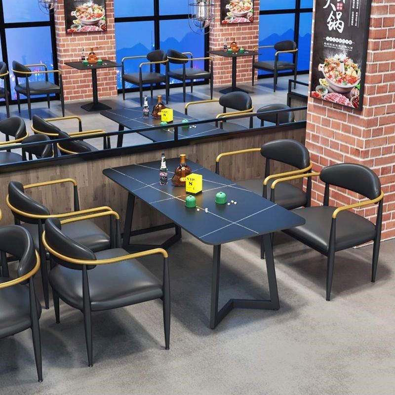 工业风火锅烧烤店餐厅咖啡奶茶店岩板餐桌椅组合清吧餐椅铁艺椅子