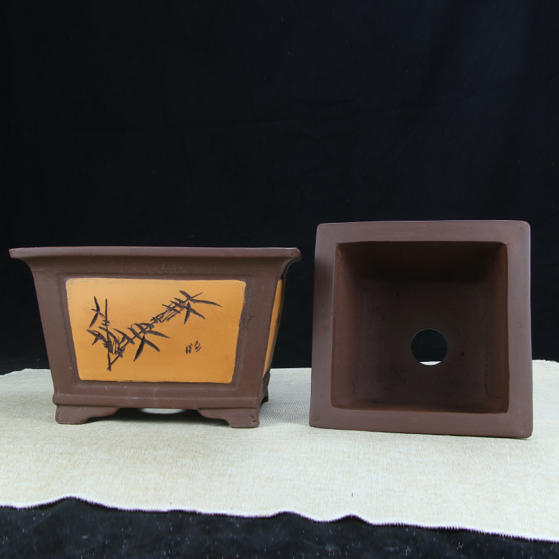 特大正方形紫砂兰花盆大四方绿植梅花树桩盆景陶瓷盆