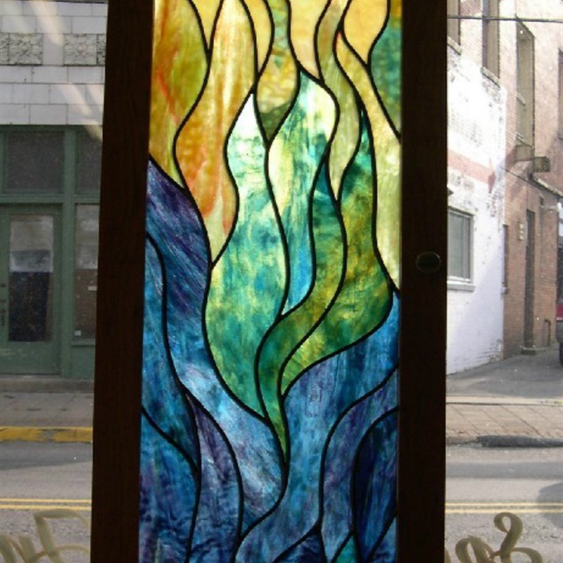 定制焊接教堂面艺术彩色彩绘钢化玻璃蒂凡尼屏风门窗隔断吊顶