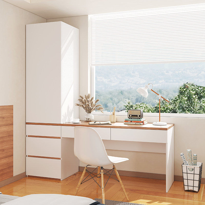 双人电脑桌飘窗卧室儿童书桌衣柜组合书房家用写字台办公学习桌子
