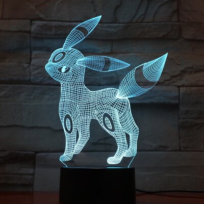 神奇宝贝伊布ed灯3d小夜灯遥控插电儿童房卡通台灯男孩卧室床头灯